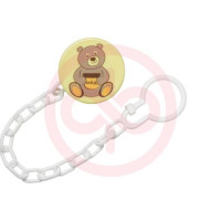 Курносики прищепка д/пустышки с цепочкой мишутка 0мес +  /арт.19554/. Фото
