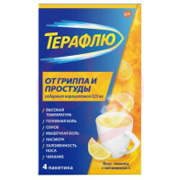 Терафлю от гриппа и простуды порошок для приготовления раствора для приема внутрь 22,1 №4 лимон. Фото
