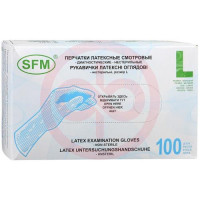 Сфм перчатки смотровые латексные нестерильные неопудренные №100 (50пар) р.l. Фото
