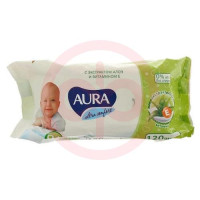 Аура ультра комфорт салфетки влажные для детей №120 алоэ + витам е. Фото