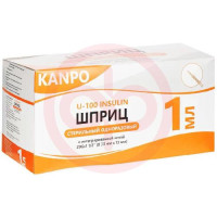 Канпо шприц инсулиновый 1мл №10 3-х комп u-100 29g 0,33х13мм. Фото