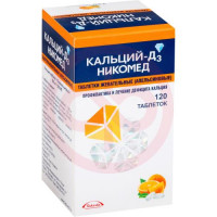 Кальций-д3 никомед таблетки жевательные 500мг + 200ме №120 апельсин. Фото