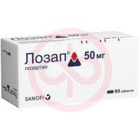 Лозап таблетки покрытые пленочной оболочкой 50мг №90. Фото