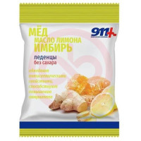 911 ваша служба спасения леденцы без сахара 50г мед/масло лимона/имбирь с вит. с. Фото