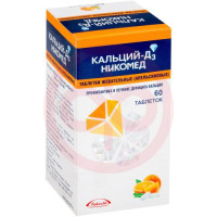 Кальций-д3 никомед таблетки жевательные 500мг + 200ме №60 апельсин. Фото
