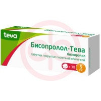 Бисопролол-тева таблетки покрытые пленочной оболочкой 5мг №30. Фото