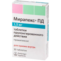 Мирапекс пд таблетки с пролонгированным высвобождением 1,5мг №30. Фото