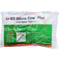 Бд микро-файн плюс шприц инсулиновый с интегрированной иглой 0,5мл №10 u-100 29g 0,33х12,7мм. Фото
