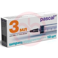 Паскаль инъекционный стерильный 3-х компонентный 3мл №10 игла 23g 0,6х30мм типа луер. Фото