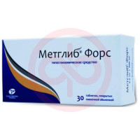Метглиб форс таблетки покрытые пленочной оболочкой 2.5мг + 500мг №30. Фото