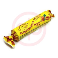 Аскорбиновая кислота с сахаром таблетки жевательные 25мг 3.0г №10 вкус персика крутка. Фото