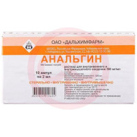 Анальгин раствор для внутривенного и внутримышечного введения 500мг/мл 2мл №10. Фото