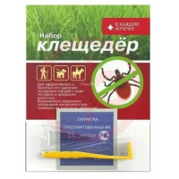Клещедер устройство д/извлечения клещей + дез салф + пробирка. Фото